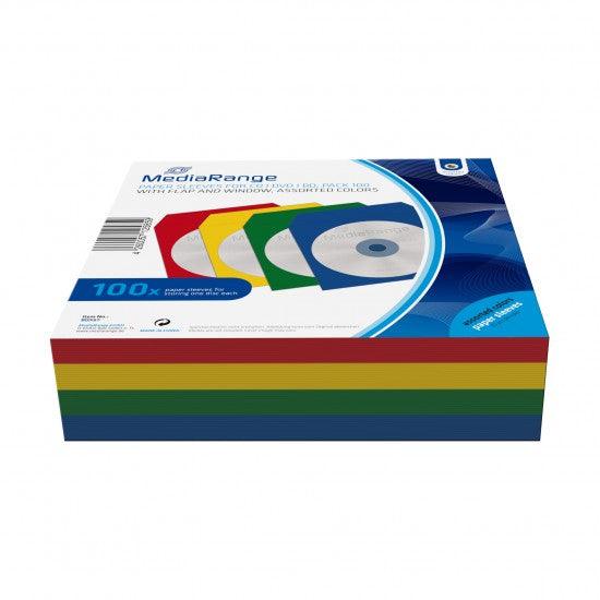 MediaRange Paper Sleeves for 1 Disc Assorted Colours 100 Pack (MRBOX67) - ledmania.gr