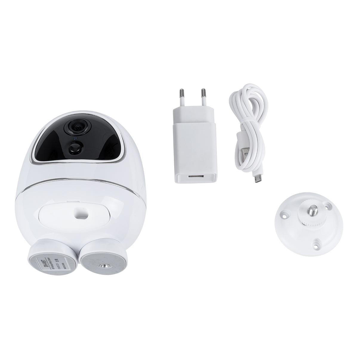 GloboStar® 86008 Rechargeable Table Camera WiFi HD 1080P 3MP 350° 5200mAh Two Way Audio & Motion Detection - Επαναφορτιζόμενη Επιτραπέζια Κάμερα WiFi HD 1080P 350° 5200mAh Διπλή Κατέυθυνση Ομιλίας με Ανιχνευτή Κίνησης - Λευκό - ledmania.gr