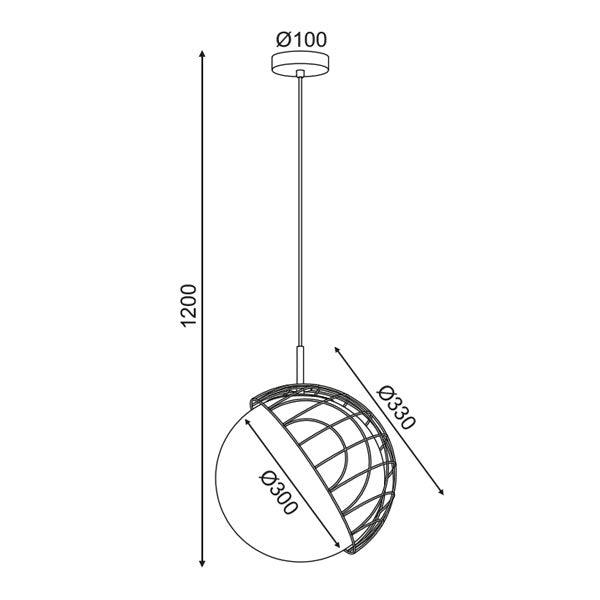 ^ΚΡΕΜΑΣΤΟ Φ/Σ 1ΧΕ27 RATTAN+ΛΕΥΚΟ ΓΥΑΛΙ D33XH120CM AURORA - ledmania.gr
