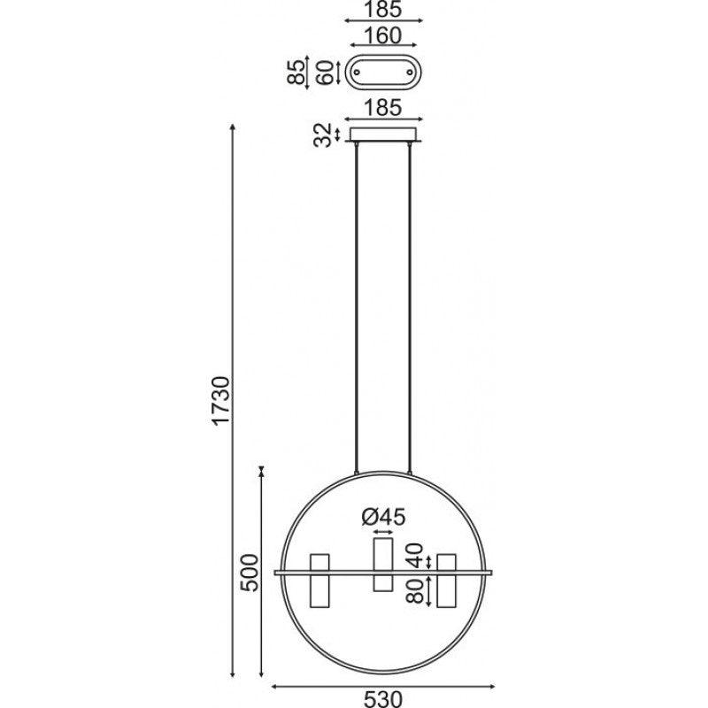 ^ΚΡΕΜΑΣΤΟ Φ/Σ LED2835 12W ΧΡΥΣΟ ΑΛΟΥΜΙΝΙΟ 3000Κ 1080LM D53XH173CM IONIAN - ledmania.gr