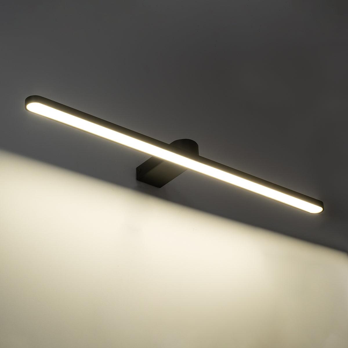GloboStar® MEGAN 60448 Μοντέρνο Φωτιστικό Τοίχου - Απλίκα Καθρέπτη Μπάνιου - Πίνακα LED 12W 1400lm 120° AC 220-240V IP44 Μ60 x Π12 x Υ4cm - Φυσικό Λευκό 4500K - Μαύρο - ledmania.gr