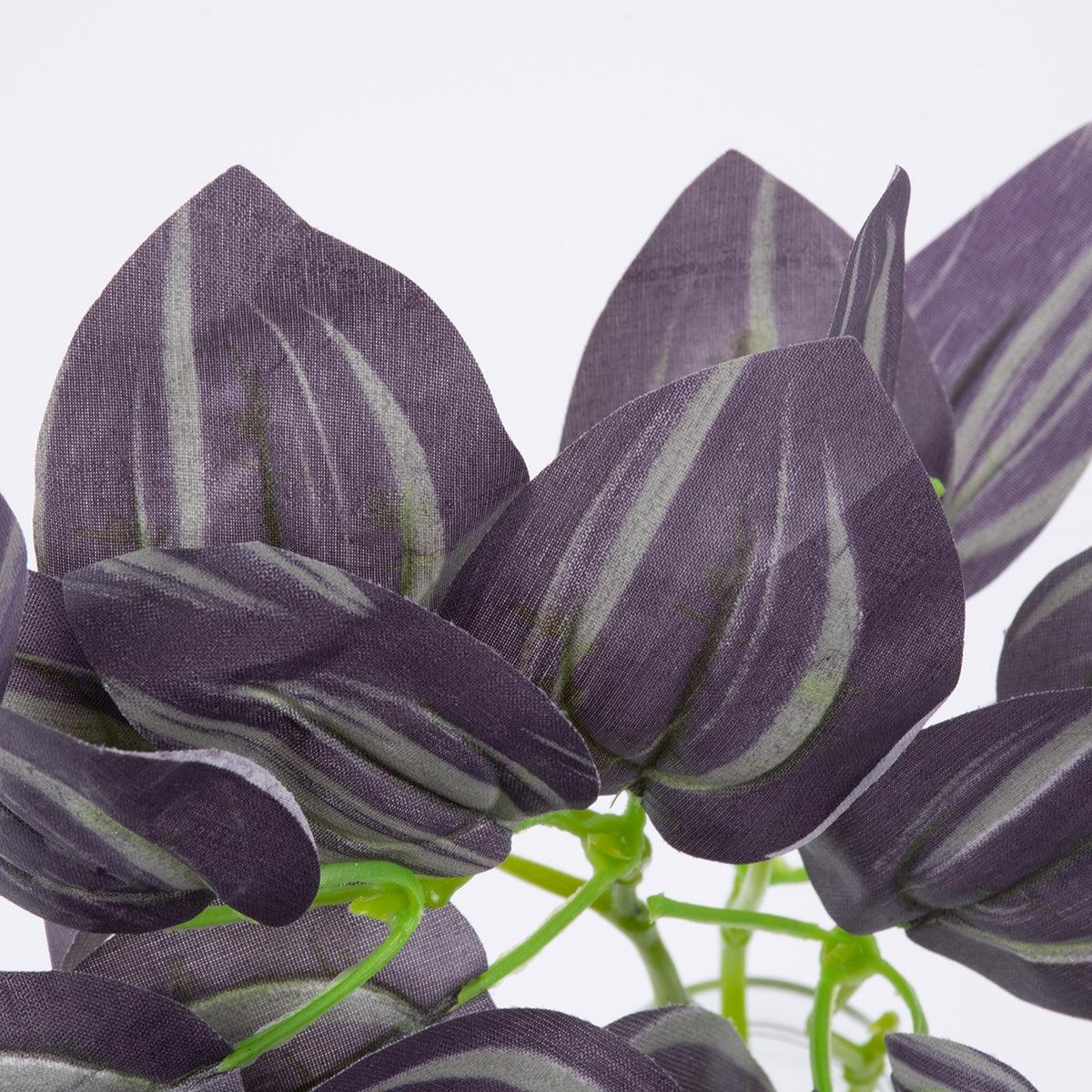 GloboStar® PURPLE JOY 78298 Τεχνητό Φυτό Ζεμπρίνα - Μπουκέτο Διακοσμητικών Φυτών - Κλαδιών με Φύλλωμα Μωβ Υ28cm - ledmania.gr