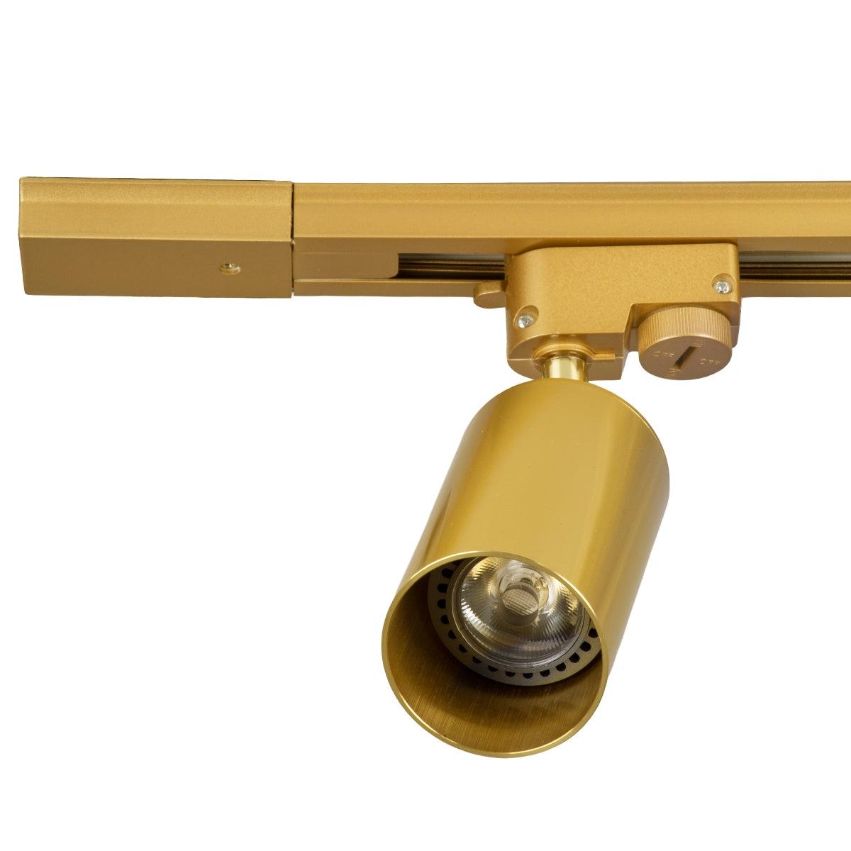 GloboStar® LEO 60358 Μοντέρνο Φωτιστικό Οροφής Ράγα με Κινούμενα Σποτ Αλουμινίου Δίφωτο 2 x GU10 AC 220-240V IP20 Μ50.5 x Π6 x Υ20cm - 2 Γραμμών - Χρυσό Πλατίνα - ledmania.gr