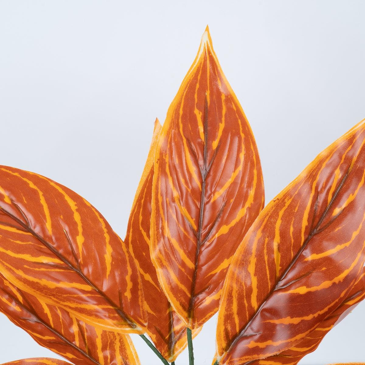 GloboStar® AGLAONEMA ORANGE 78265 Τεχνητό Φυτό Αγλαόνημα Πορτ. - Μπουκέτο Διακοσμητικών Φυτών - Κλαδιών με Φύλλωμα Πορτοκαλί Υ30cm - ledmania.gr