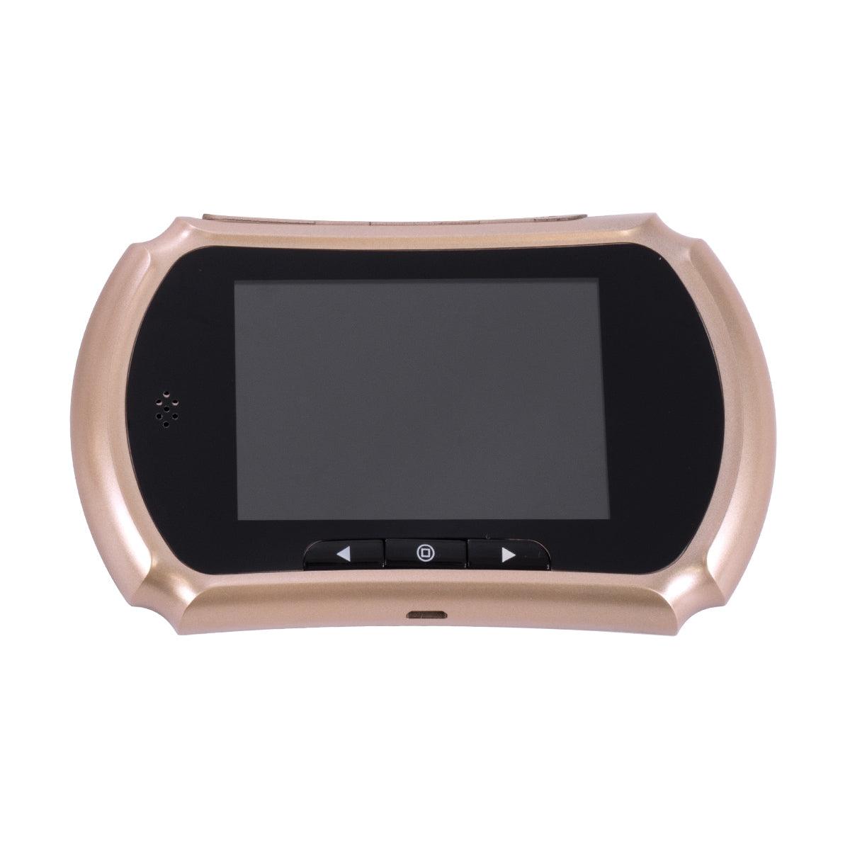 GloboStar® 86066 Επαναφορτιζόμενη Ψηφιακή Έξυπνη Camera Εξώπορτας 90° Μοιρών με Έγχρωμη Οθόνη 3.5" Inches - USB - Νυχτερινή Όραση με LED IR - Κουδούνι - Χρυσό - ledmania.gr