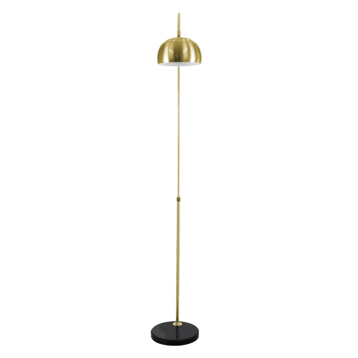 GloboStar® PRAGUE 00991 Μοντέρνο Φωτιστικό Δαπέδου Μονόφωτο 1 x E27 Χρυσό Μεταλλικό Καμπάνα & Μαύρη Μαρμάρινη Βάση L90 x W29.5 x H180cm - ledmania.gr