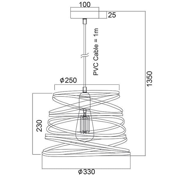 ΜΕΤΑΛΛΙΚΟ Φ/Σ 1XE27 ΜΑΥΡΟ ΜΑΤ ΣΠΙΡΑΛ Φ25CM - ledmania.gr