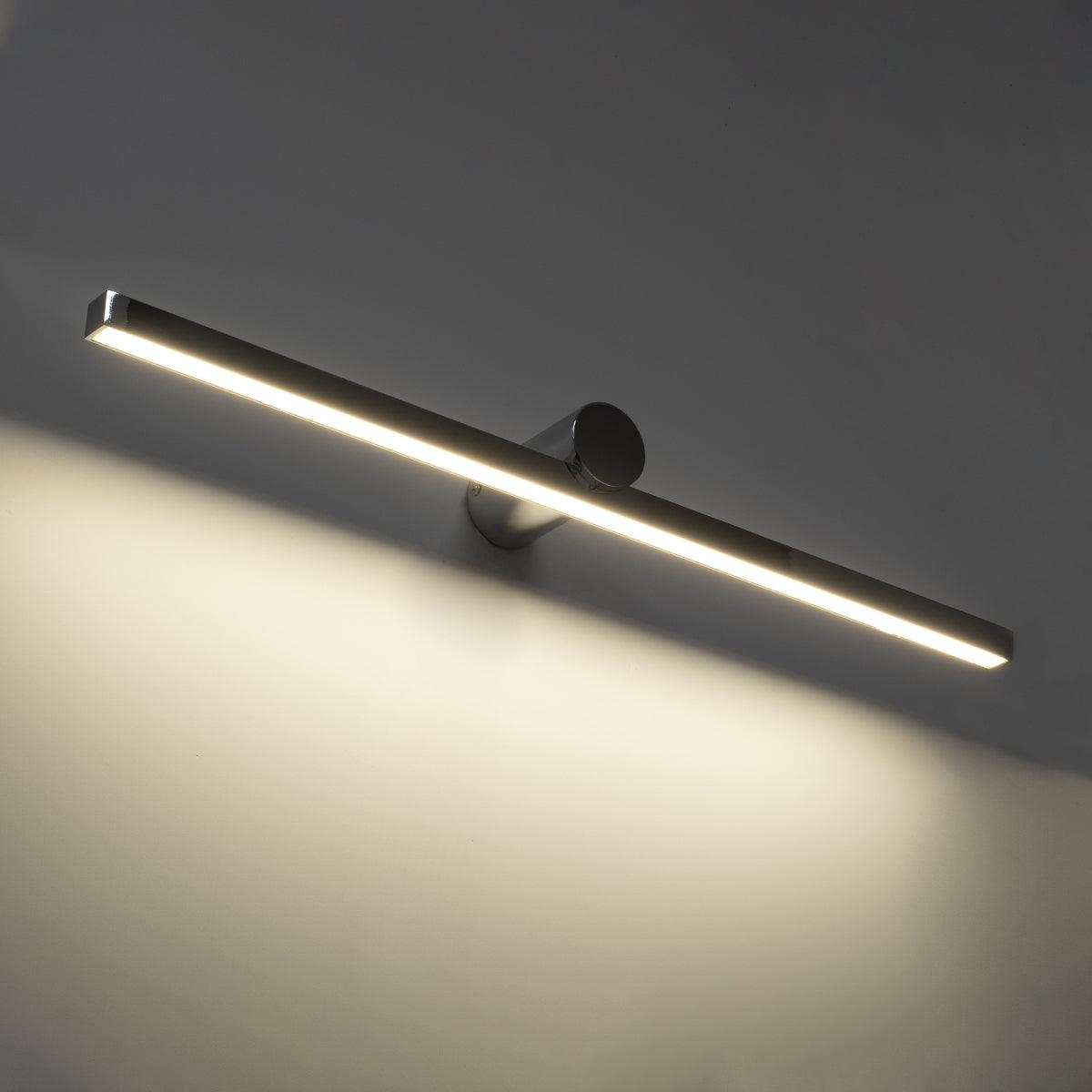 GloboStar® ROSA 60451 Μοντέρνο Φωτιστικό Τοίχου - Απλίκα Καθρέπτη Μπάνιου - Πίνακα LED 12W 1400lm 120° AC 220-240V IP44 Μ60 x Π15 x Υ7cm - Φυσικό Λευκό 4500K - Χρώμιο Νίκελ - ledmania.gr