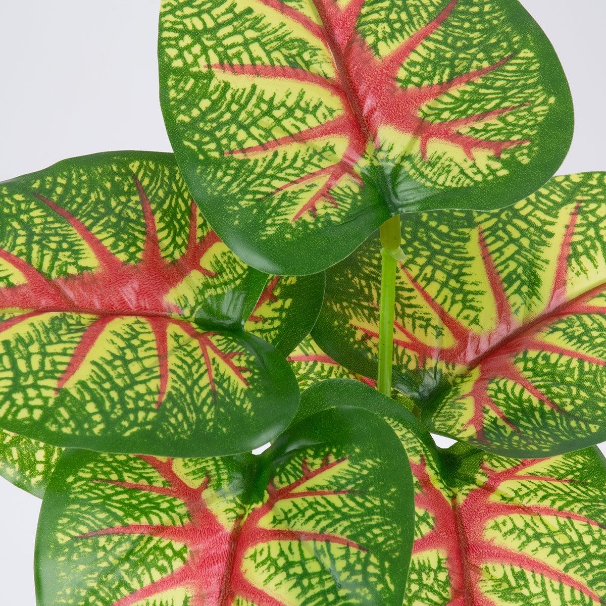 GloboStar® CALADIUM 78271 Τεχνητό Φυτό Καλάδιο - Μπουκέτο Διακοσμητικών Φυτών - Κλαδιών με Φύλλωμα Πράσινο - Κόκκινο - Κίτρινο Υ28cm - ledmania.gr