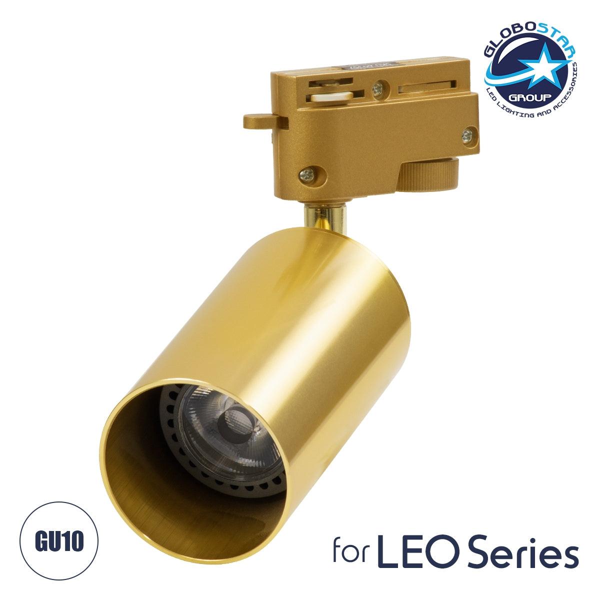 GloboStar® LEO 60357 Κινούμενο Στρόγγυλο Φωτιστικό Σποτ Ράγας Αλουμινίου με Ντουί GU10 AC 220-240V IP20 Φ6 x Υ19cm - 2 Γραμμών - Χρυσό Πλατίνα - ledmania.gr
