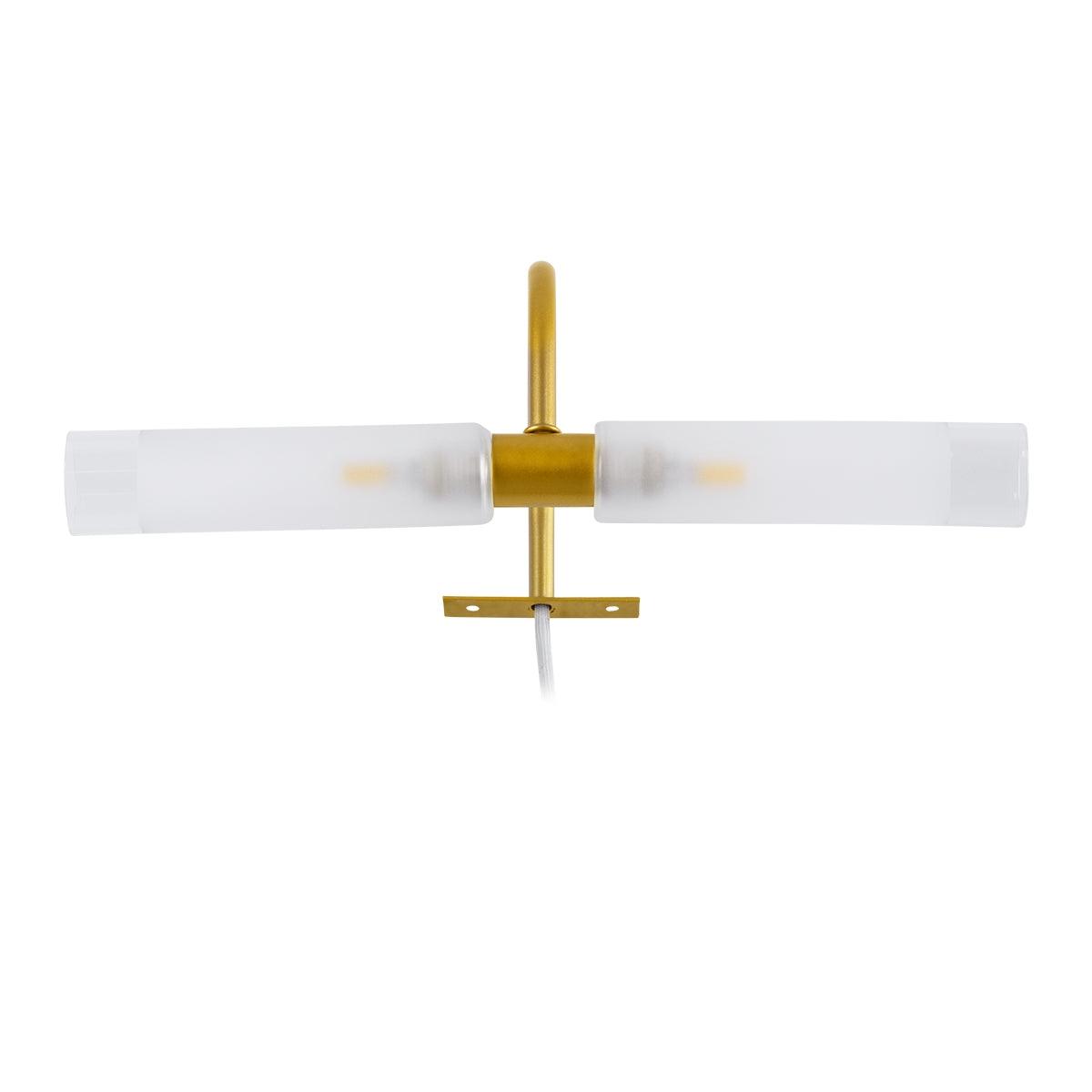 GloboStar® FLORA 60413 Μοντέρνο Φωτιστικό Τοίχου - Απλίκα Καθρέπτη Μπάνιου - Πίνακα 2 x G9 270° AC 220-240V IP44 Μ31 x Π13 x Υ12cm - Χρυσό - ledmania.gr