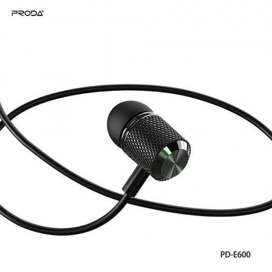 REMAX Proda eaphones stereo jack 3,5mm PD-E600 black - ledmania.gr