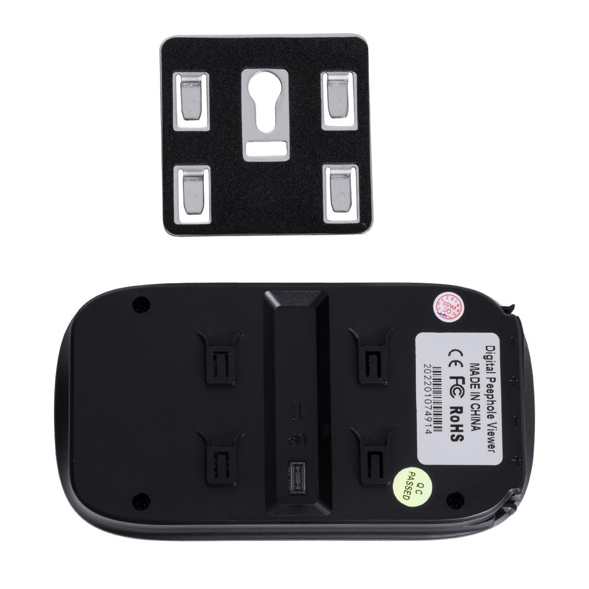 GloboStar® 86067 Επαναφορτιζόμενη Ψηφιακή Έξυπνη Camera Εξώπορτας 90° Μοιρών με Έγχρωμη Οθόνη 2.8" Inches - USB - Νυχτερινή Όραση με LED IR - Κουδούνι - Ασημί - ledmania.gr