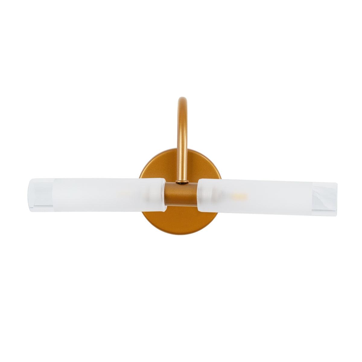 GloboStar® PAOLA 60419 Μοντέρνο Φωτιστικό Τοίχου - Απλίκα Καθρέπτη Μπάνιου - Πίνακα 2 x G9 270° AC 220-240V IP44 Μ31 x Π16 x Υ15cm - Χάλκινο - ledmania.gr