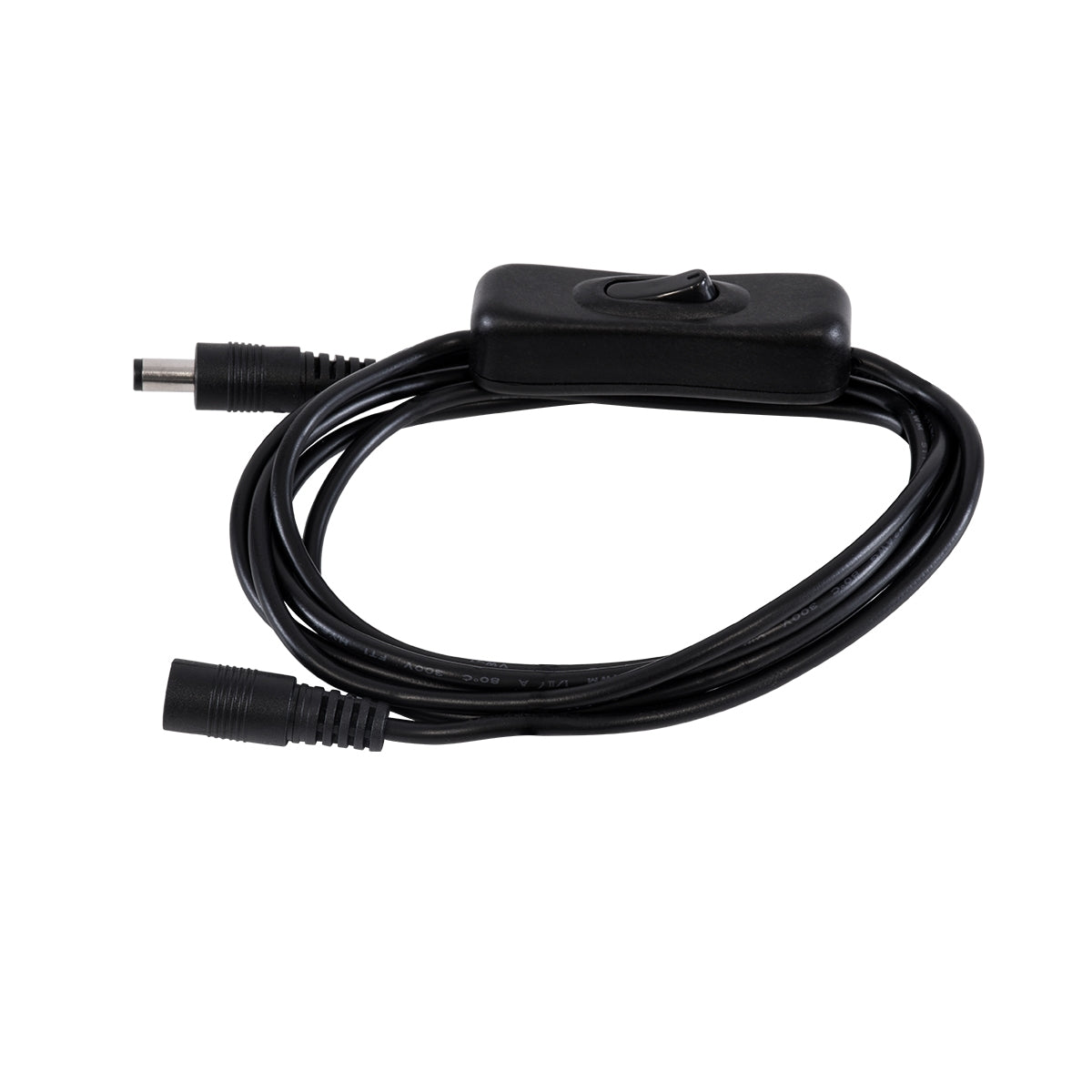 GloboStar® 70682 Καλώδιο Διακόπτης ON/OFF DC 12-24V 180cm από Jack Male 2.1x5.5mm σε Female 2.1x5.5mm Μαύρο L185 x W1.9 x H1.5cm - ledmania.gr