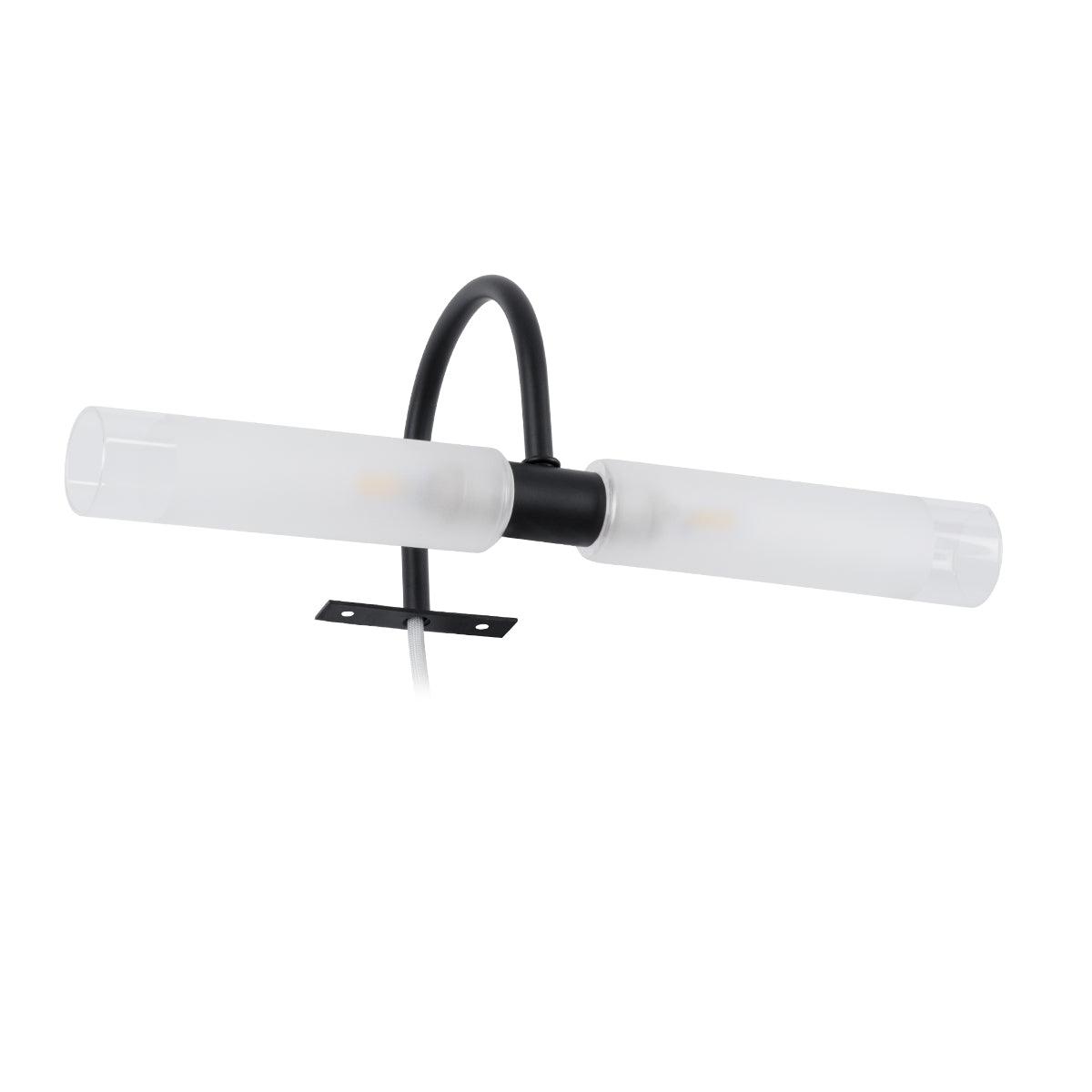 GloboStar® FLORA 60412 Μοντέρνο Φωτιστικό Τοίχου - Απλίκα Καθρέπτη Μπάνιου - Πίνακα 2 x G9 270° AC 220-240V IP44 Μ31 x Π13 x Υ12cm - Μαύρο - ledmania.gr