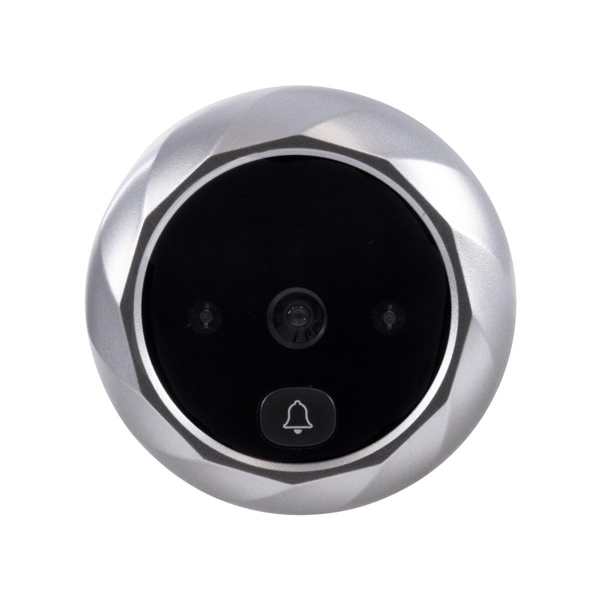 GloboStar® 86067 Επαναφορτιζόμενη Ψηφιακή Έξυπνη Camera Εξώπορτας 90° Μοιρών με Έγχρωμη Οθόνη 2.8" Inches - USB - Νυχτερινή Όραση με LED IR - Κουδούνι - Ασημί - ledmania.gr