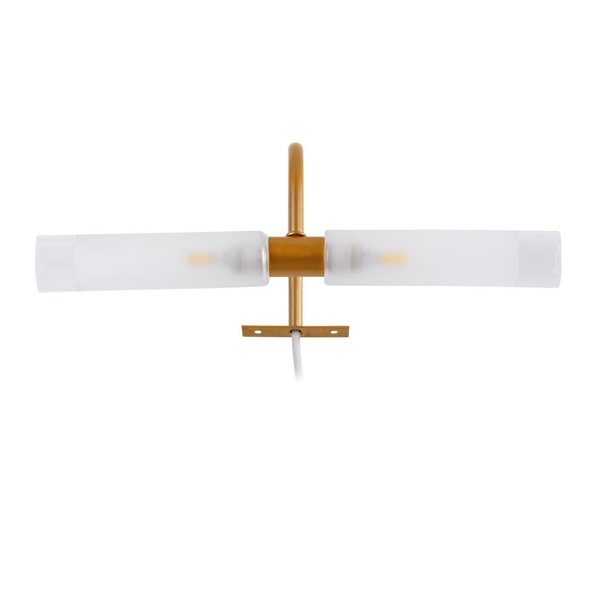 GloboStar® FLORA 60415 Μοντέρνο Φωτιστικό Τοίχου - Απλίκα Καθρέπτη Μπάνιου - Πίνακα 2 x G9 270° AC 220-240V IP44 Μ31 x Π13 x Υ12cm - Χάλκινο - ledmania.gr