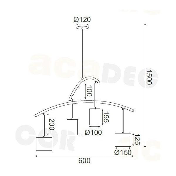 ^ΚΡΕΜΑΣΤΟ Φ/Σ 4ΧΕ27 ΜΑΥΡΟ ΜΕΤ/ΚΟ Φ60XH150CM ESCALA - ledmania.gr