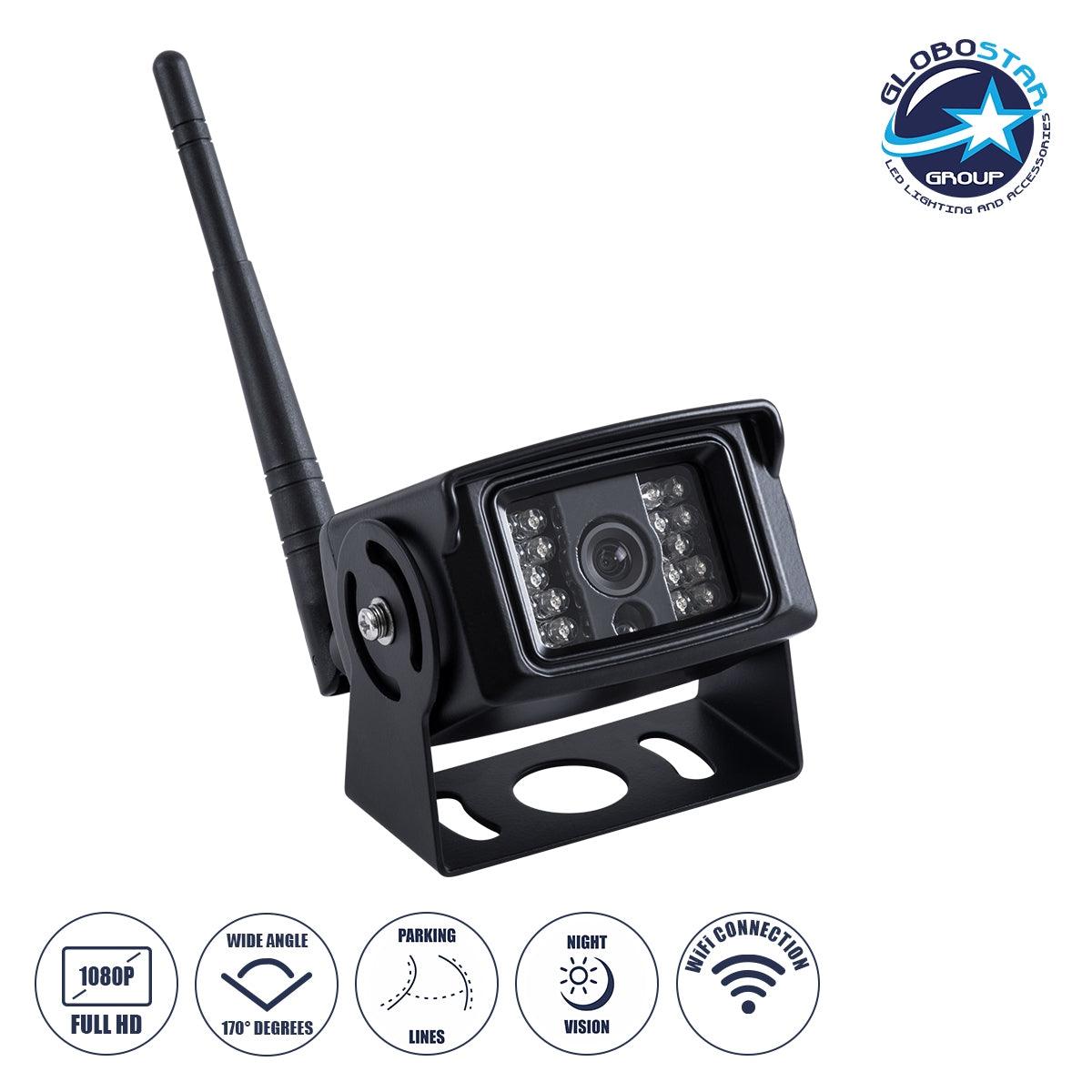 GloboStar® 86071 WiFi Έγχρωμη Κάμερα 1800P HD Οπισθοπορείας Αυτοκινήτου-Φορτηγού DC 12-24V 120° με Parking Lines Αδιάβροχη IP68 - Μαύρο - ledmania.gr
