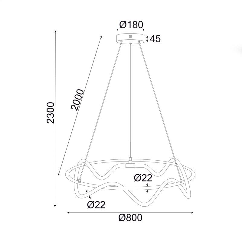 ΦΩΤΙΣΤΙΚΟ ΚΡΕΜΑΣΤΟ KYMA LED 60W 3000K 4200LM Ø80CM ΜΑΥΡΟ - ledmania.gr