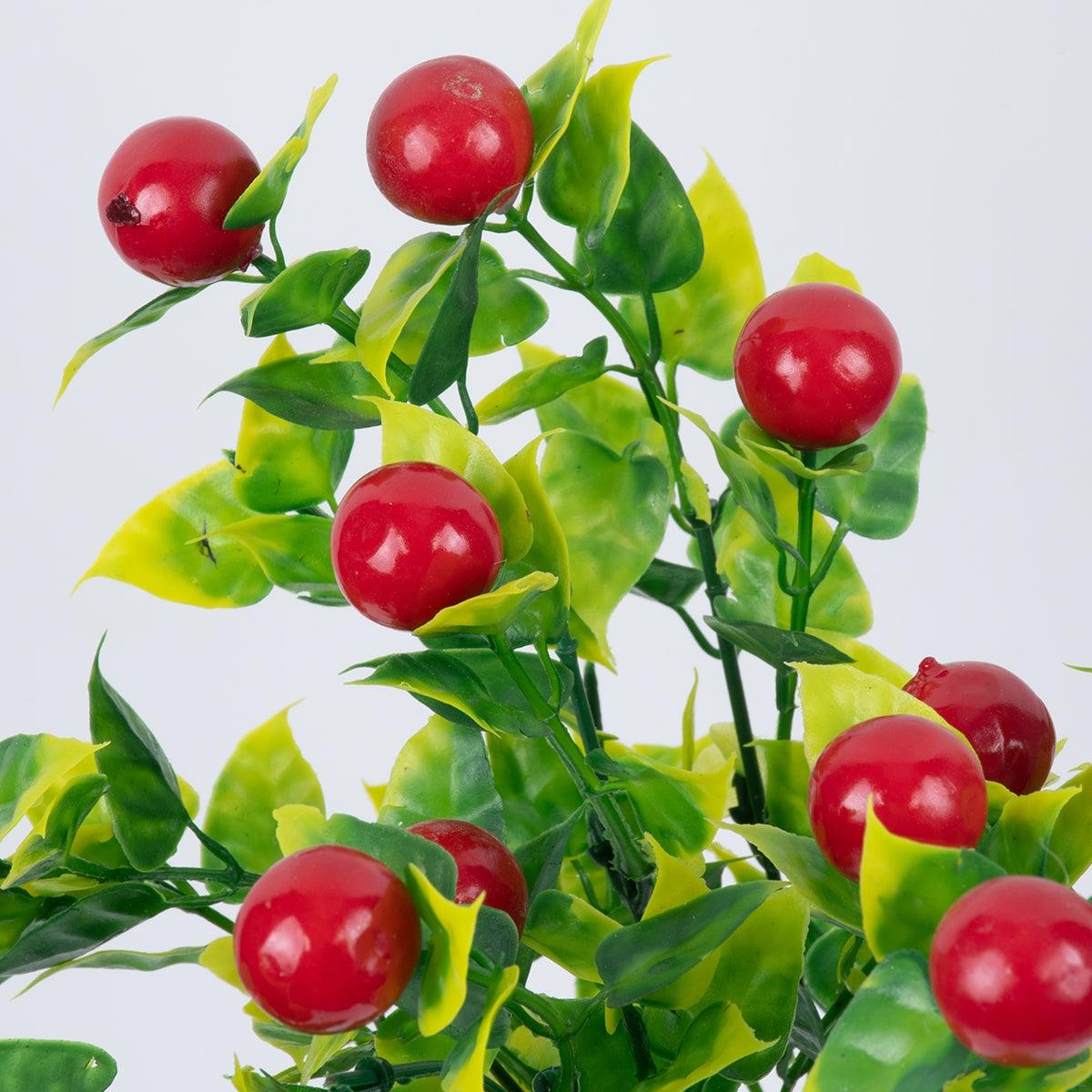 GloboStar® BUTCHERS BROOM 78268 Τεχνητό Φυτό Ρούσκος - Μπουκέτο Διακοσμητικών Φυτών - Κλαδιών με Φύλλωμα Πράσινο - Κόκκινο - Κίτρινο Υ30cm - ledmania.gr