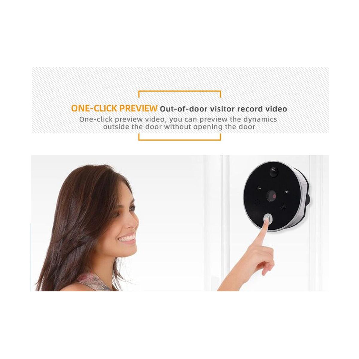 GloboStar® 86017 Ψηφιακή Έξυπνη Camera Εξώπορτας 90° Μοιρών με Έγχρωμη Οθόνη 2.8" Inches - Νυχτερινή Όραση με LED IR - Κουδούνι - Εσωτερική Μνήμη Αποθήκευσης - Λειτουργεί με 4 Μπαταρίες AAA - ledmania.gr