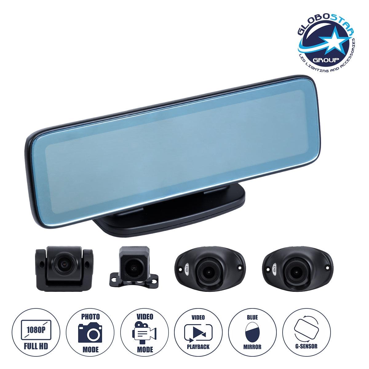 GloboStar® 86058 Καθρέπτης Αυτοκινήτου Android 9.0 360° με 4 Κάμερες 4G Sim Card Slot - WiFi - GPS Navigator - Bluetooth - RAM2GB+ROM32GB - FM Transmitter - Νυχτερινή Όραση - με Parking Lines - Μαύρο - ledmania.gr