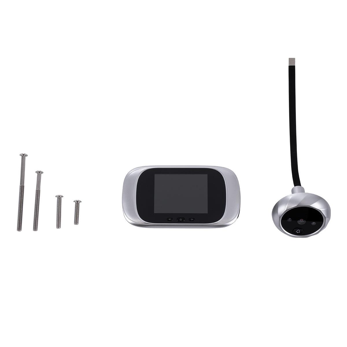GloboStar® 86067 Επαναφορτιζόμενη Ψηφιακή Έξυπνη Camera Εξώπορτας 90° Μοιρών με Έγχρωμη Οθόνη 2.8" Inches - USB - Νυχτερινή Όραση με LED IR - Κουδούνι - Ασημί - ledmania.gr