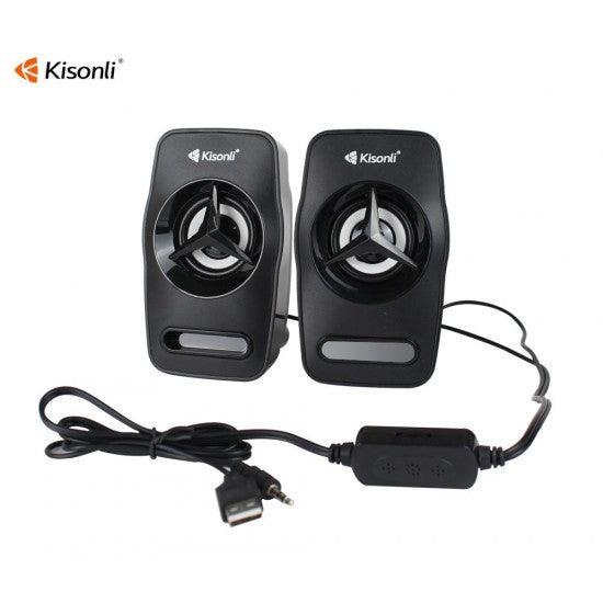 KISONLI SPEAKERS L-3030, 2x3W, USB, BLACK - ledmania.gr