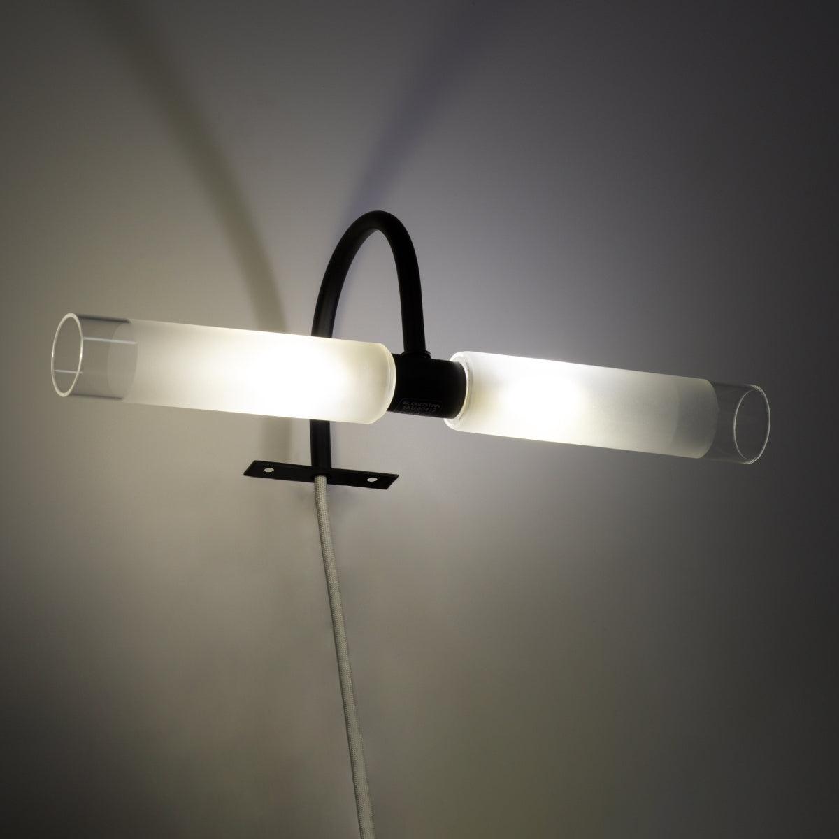 GloboStar® FLORA 60412 Μοντέρνο Φωτιστικό Τοίχου - Απλίκα Καθρέπτη Μπάνιου - Πίνακα 2 x G9 270° AC 220-240V IP44 Μ31 x Π13 x Υ12cm - Μαύρο - ledmania.gr