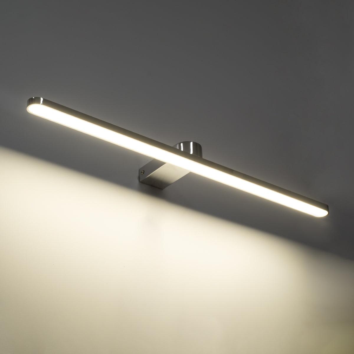 GloboStar® MEGAN 60449 Μοντέρνο Φωτιστικό Τοίχου - Απλίκα Καθρέπτη Μπάνιου - Πίνακα LED 12W 1400lm 120° AC 220-240V IP44 Μ60 x Π12 x Υ4cm - Φυσικό Λευκό 4500K - Χρώμιο Νίκελ - ledmania.gr